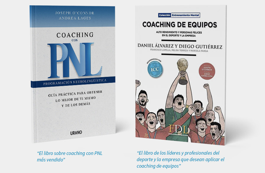 Portadas de los libros "Coaching con PNL" de Joseph O'Connor y "Coaching de Equipos" de Daniel Álvarez Lamas
