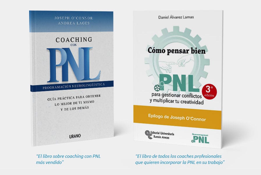 Portadas de los libros "Coaching con PNL" de Joseph O'Connor y "Cómo pensar bien" de Daniel Álvarez Lamas